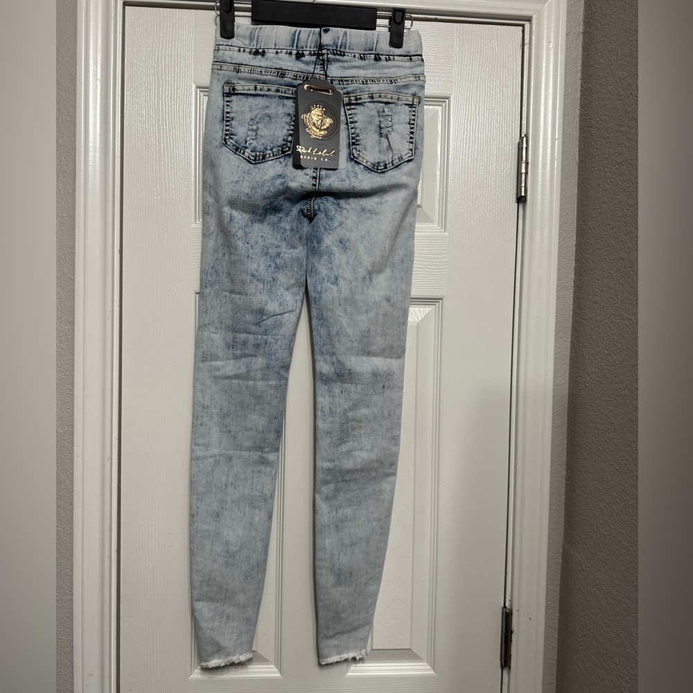 Retro Inspired 90's styled Distressed Raw Hem Drawstring Jeggings